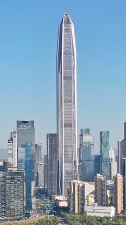 Ping An Finance Center above Shenzhen streets