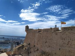 Santa Bárbara Castle above Postiguet Beach in Alicante, Spain