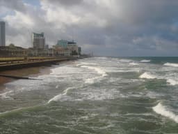 Galle Face Green and the Fort district in Colombo, Sri Lanka