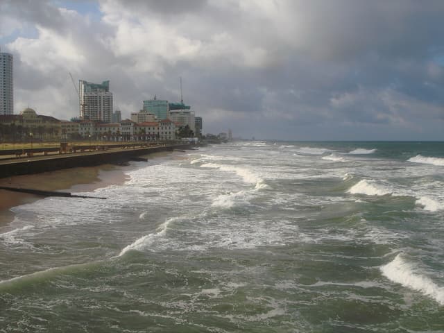 Galle Face Green and the Fort district in Colombo, Sri Lanka