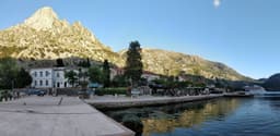 Kotor's old town walls above the Bay of Kotor in Kotor, Montenegro
