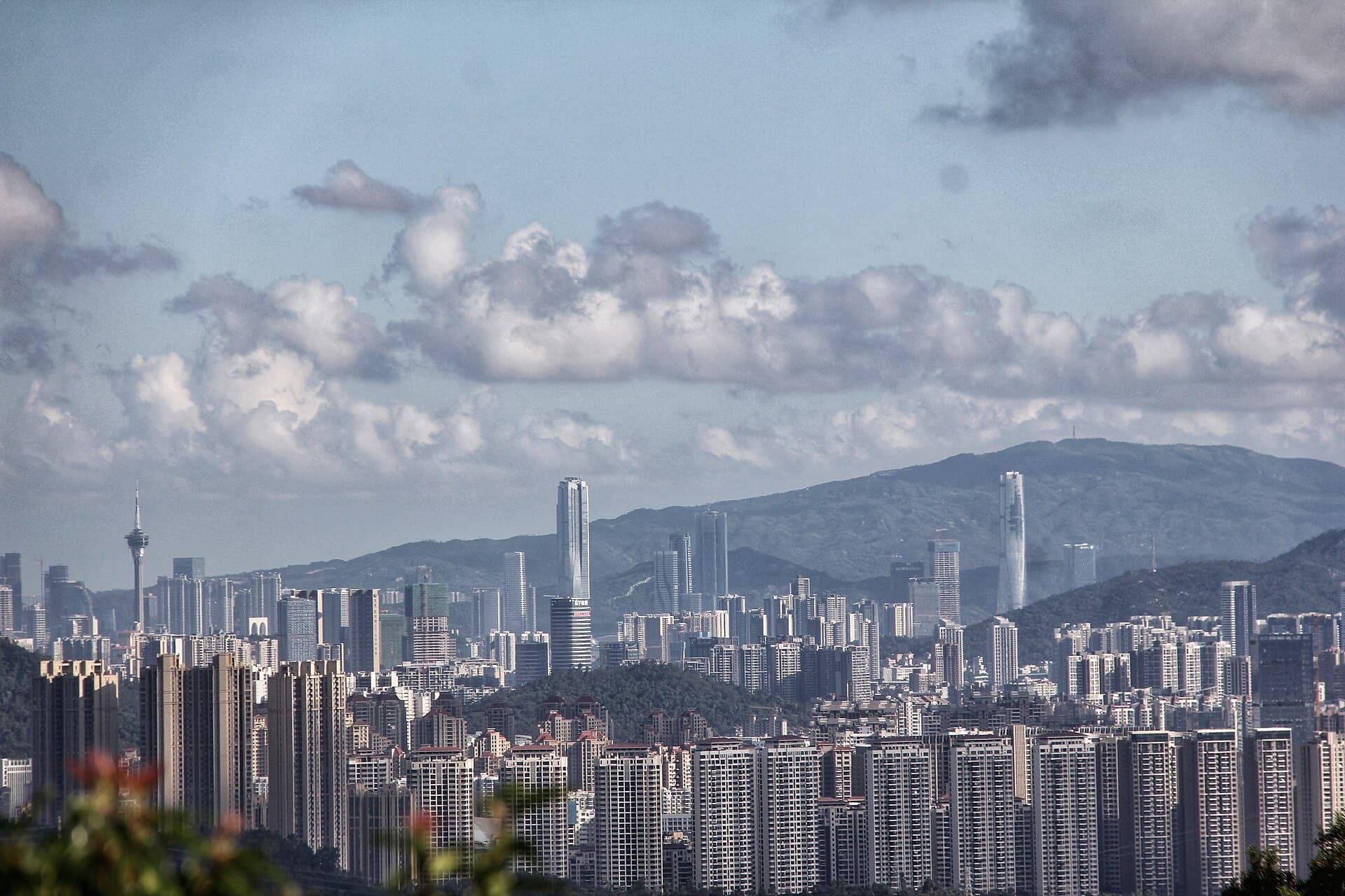 Zhuhai skyline along the Pearl River estuary