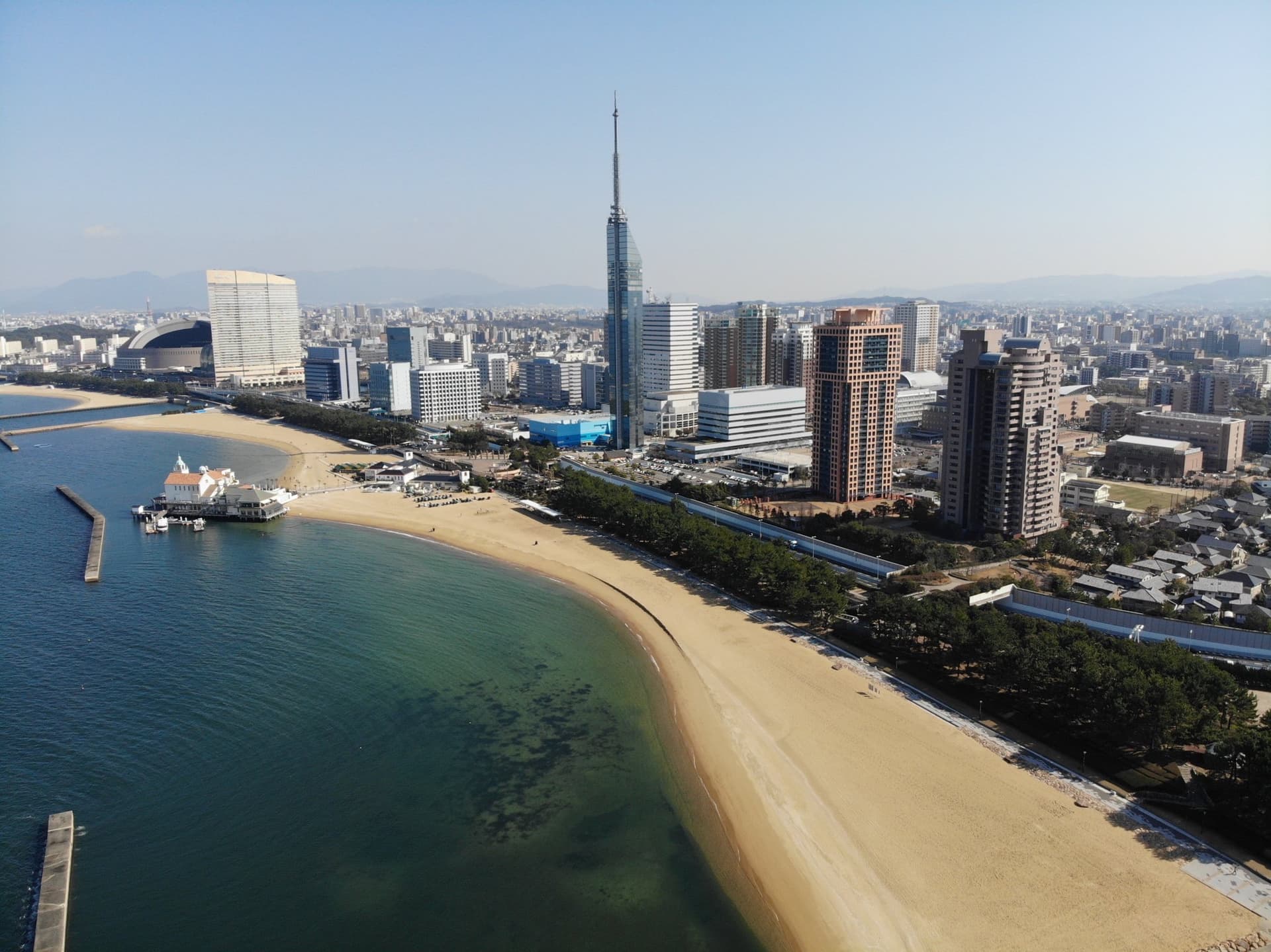 Fukuoka city buildings viewed from Ohori Park