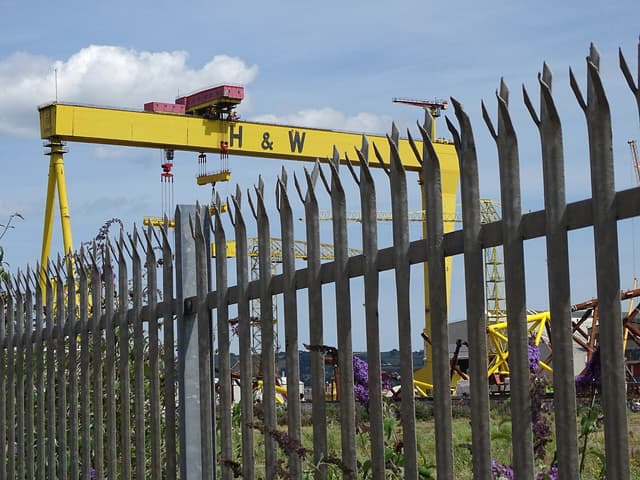Titanic Belfast and the former shipyard in Belfast, United Kingdom
