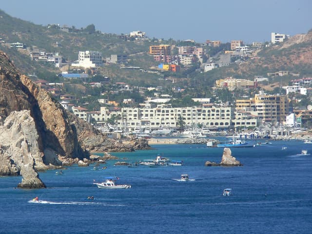 The Arch at Land's End and the marina in Cabo San Lucas, Mexico