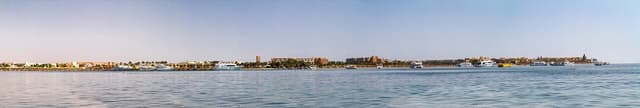Red Sea reefs and the Hurghada Marina in Hurghada, Egypt