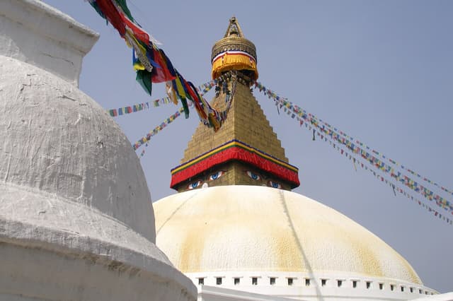 Boudhanath Stupa and Kathmandu Durbar Square in Kathmandu, Nepal