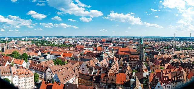 Nuremberg Castle and the old town walls in Nuremberg, Germany