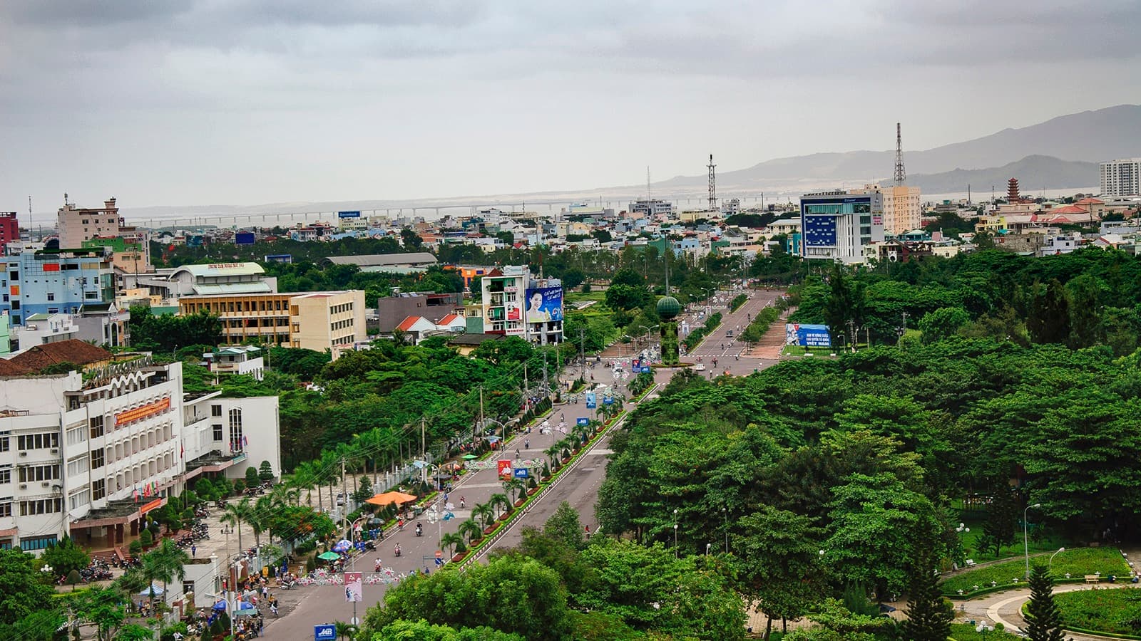 Quy Nhon cityscape and visitor atmosphere in Vietnam